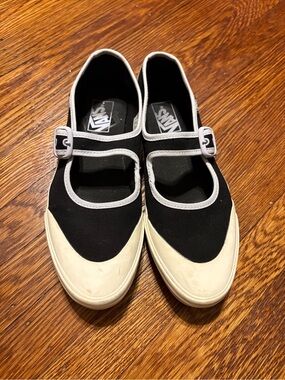Vans Black and White Mary Jane Canvas Flats